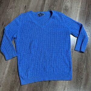 Karen Scott V-Neck Sweater in Vibrant Blue
